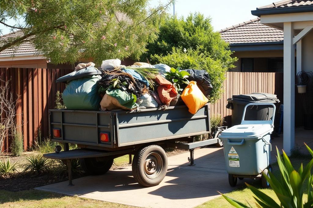Trailer loaded with garden waste ready for removal